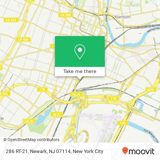Mapa de 286 RT-21, Newark, NJ 07114