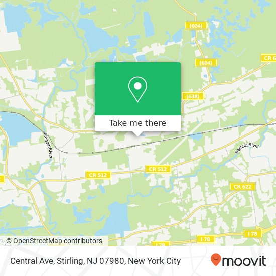 Mapa de Central Ave, Stirling, NJ 07980