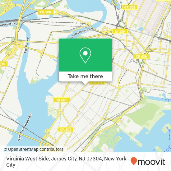 Mapa de Virginia West Side, Jersey City, NJ 07304