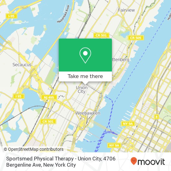 Sportsmed Physical Therapy - Union City, 4706 Bergenline Ave map