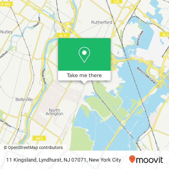 Mapa de 11 Kingsland, Lyndhurst, NJ 07071