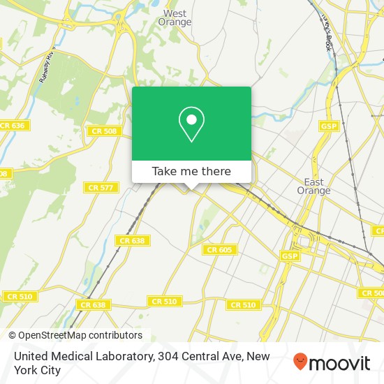 United Medical Laboratory, 304 Central Ave map
