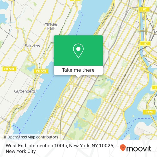 Mapa de West End intersection 100th, New York, NY 10025