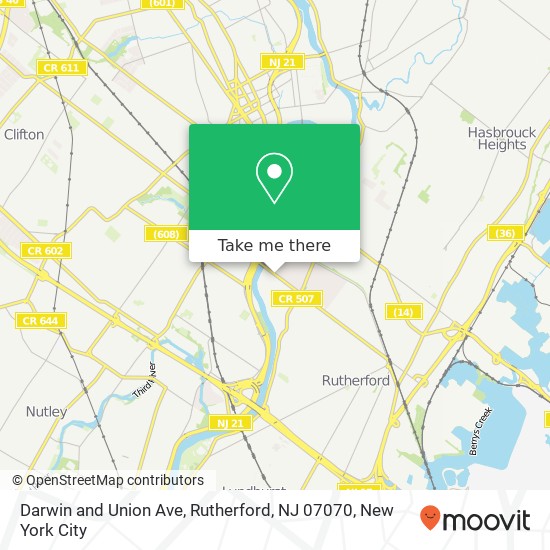 Darwin and Union Ave, Rutherford, NJ 07070 map