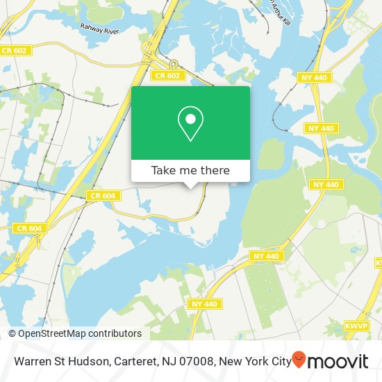 Mapa de Warren St Hudson, Carteret, NJ 07008