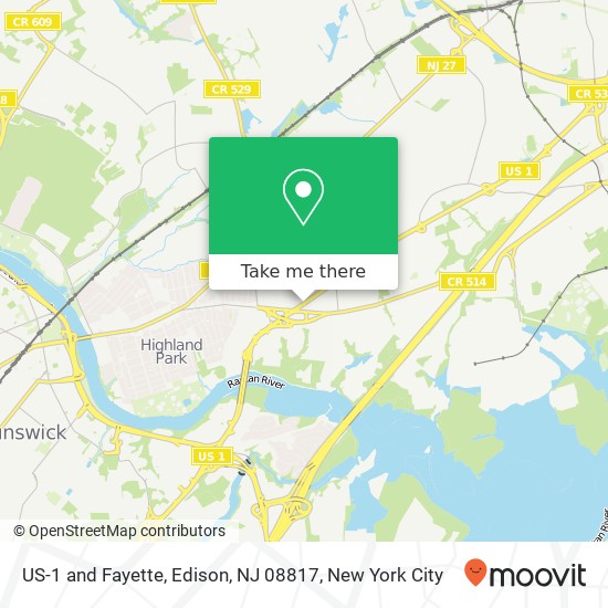 US-1 and Fayette, Edison, NJ 08817 map