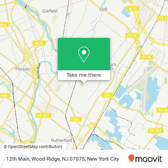 Mapa de 12th Main, Wood-Ridge, NJ 07075