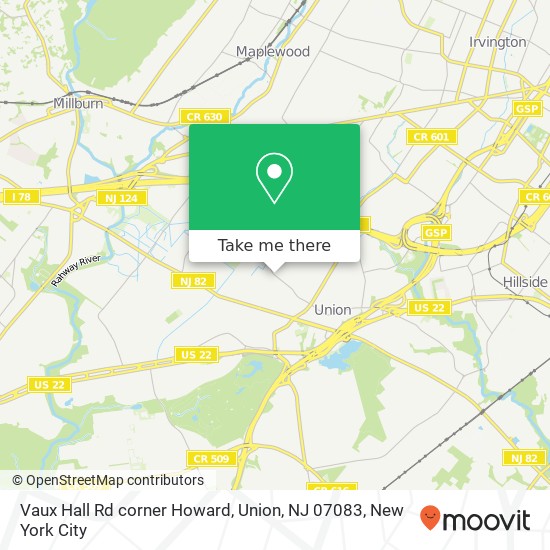 Vaux Hall Rd corner Howard, Union, NJ 07083 map
