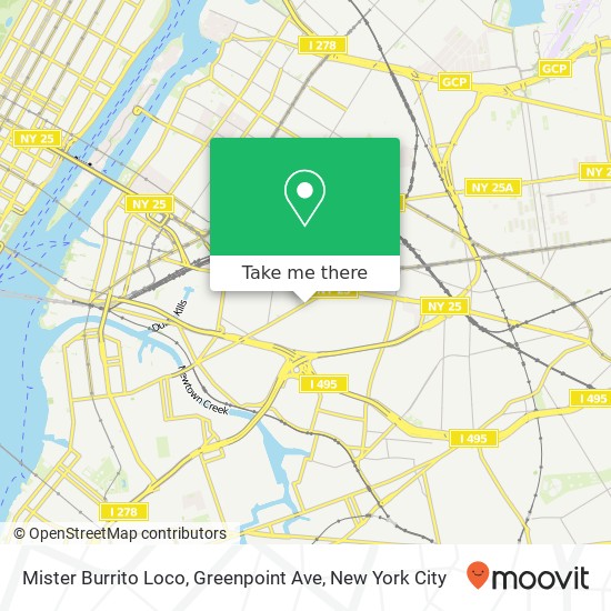 Mapa de Mister Burrito Loco, Greenpoint Ave