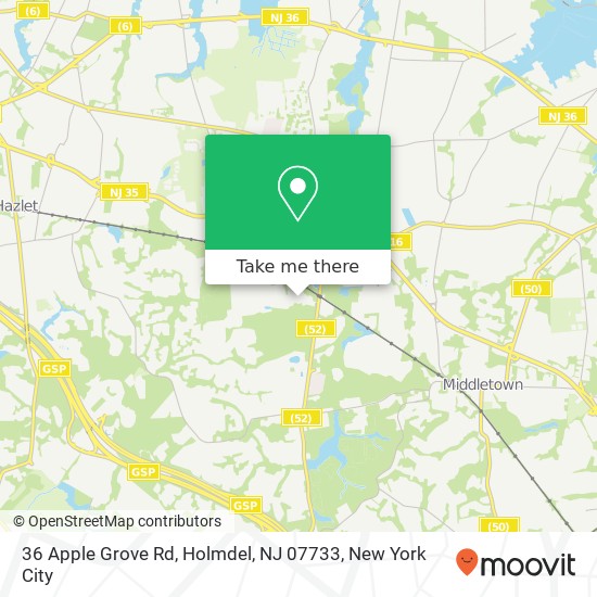 Mapa de 36 Apple Grove Rd, Holmdel, NJ 07733