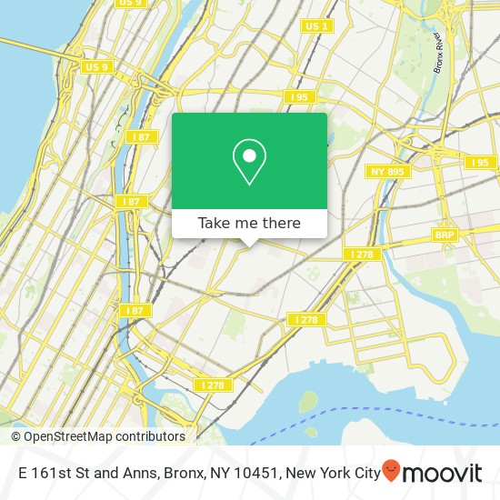 Mapa de E 161st St and Anns, Bronx, NY 10451