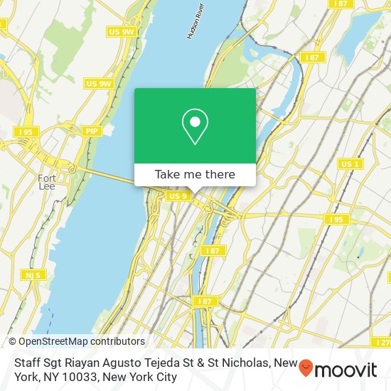 Staff Sgt Riayan Agusto Tejeda St & St Nicholas, New York, NY 10033 map