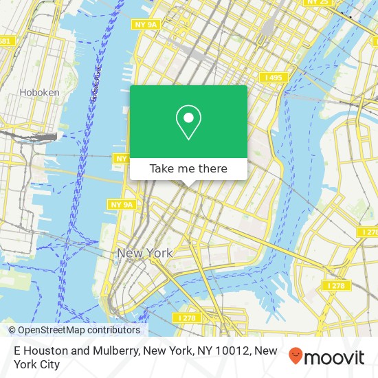 Mapa de E Houston and Mulberry, New York, NY 10012