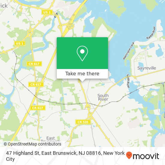 Mapa de 47 Highland St, East Brunswick, NJ 08816