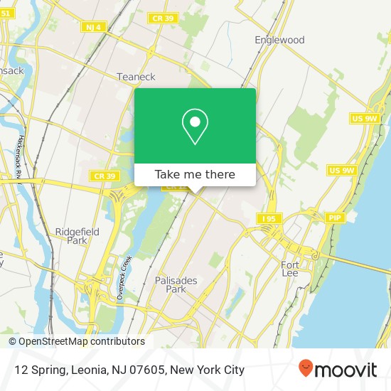 Mapa de 12 Spring, Leonia, NJ 07605