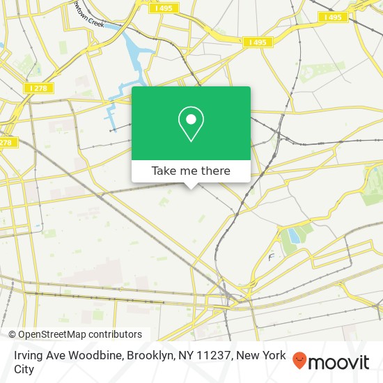 Mapa de Irving Ave Woodbine, Brooklyn, NY 11237