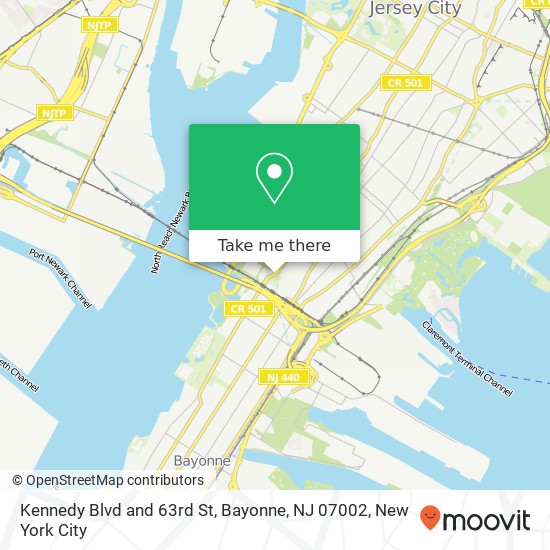 Kennedy Blvd and 63rd St, Bayonne, NJ 07002 map