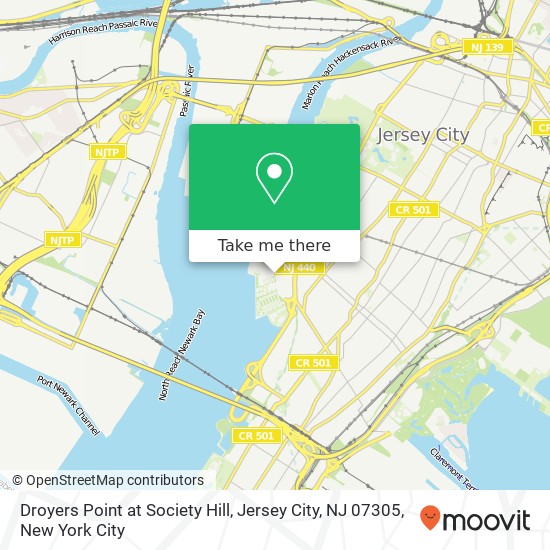 Mapa de Droyers Point at Society Hill, Jersey City, NJ 07305