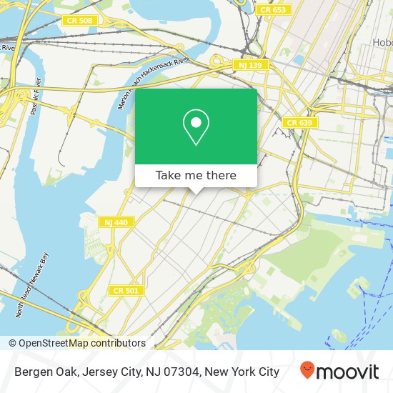 Mapa de Bergen Oak, Jersey City, NJ 07304