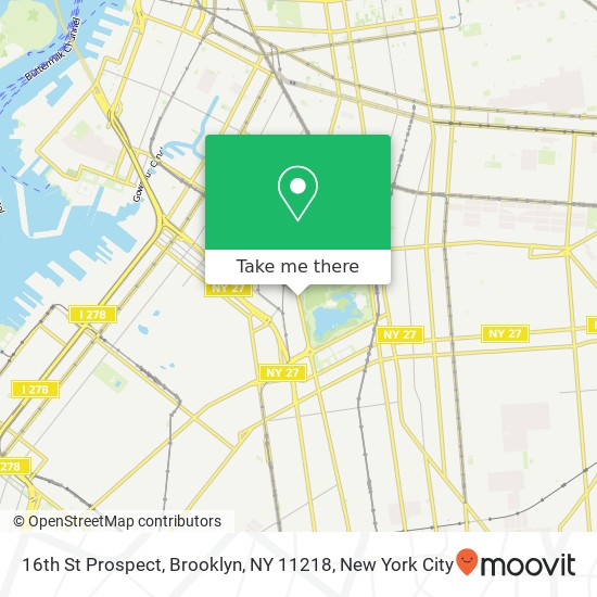 Mapa de 16th St Prospect, Brooklyn, NY 11218