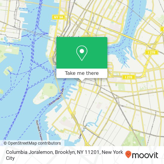 Mapa de Columbia Joralemon, Brooklyn, NY 11201