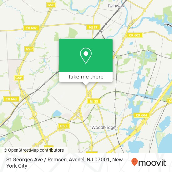 Mapa de St Georges Ave / Remsen, Avenel, NJ 07001