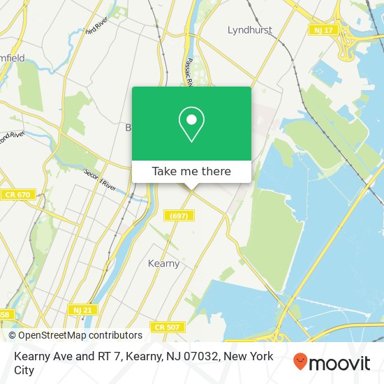 Mapa de Kearny Ave and RT 7, Kearny, NJ 07032