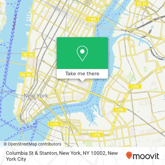 Mapa de Columbia St & Stanton, New York, NY 10002