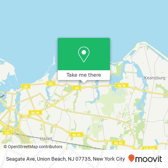 Mapa de Seagate Ave, Union Beach, NJ 07735