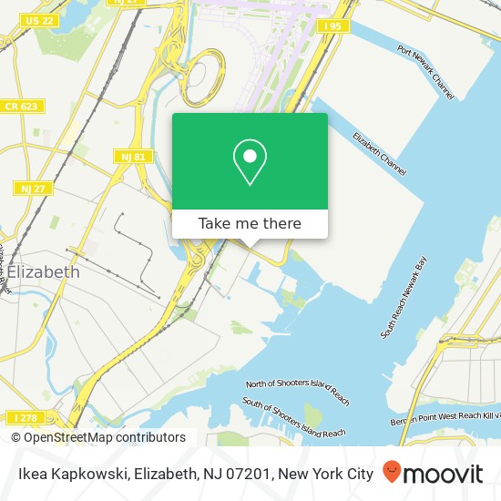 Mapa de Ikea Kapkowski, Elizabeth, NJ 07201