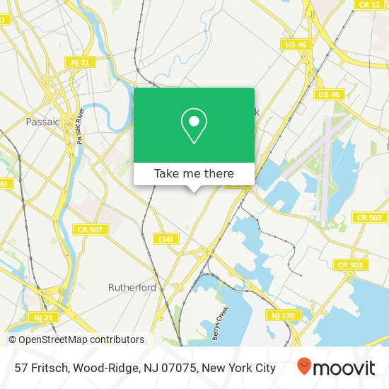 Mapa de 57 Fritsch, Wood-Ridge, NJ 07075