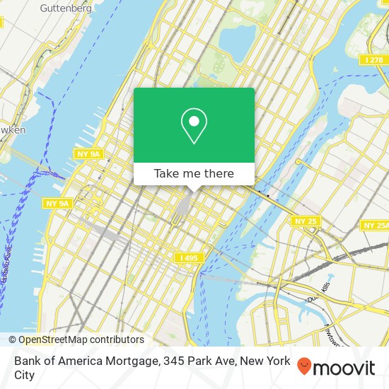 Mapa de Bank of America Mortgage, 345 Park Ave