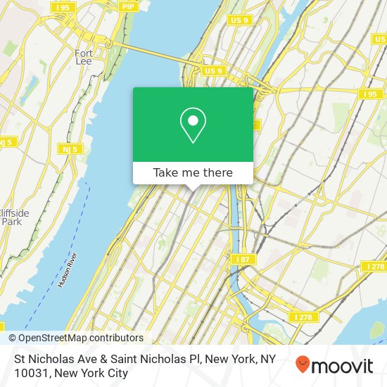 St Nicholas Ave & Saint Nicholas Pl, New York, NY 10031 map