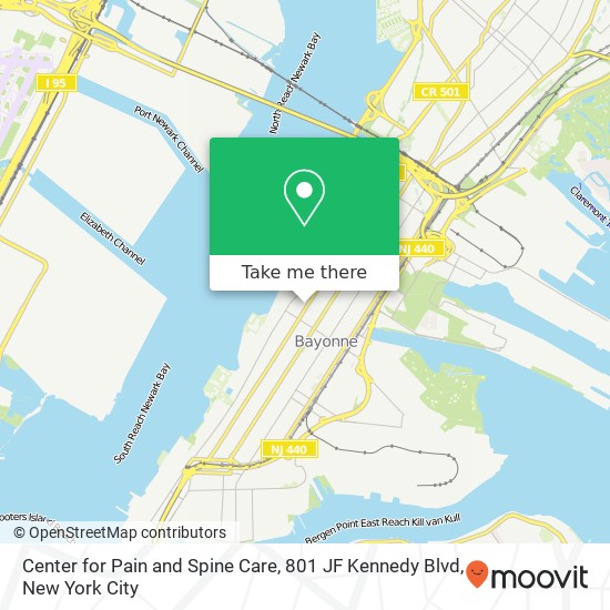 Mapa de Center for Pain and Spine Care, 801 JF Kennedy Blvd