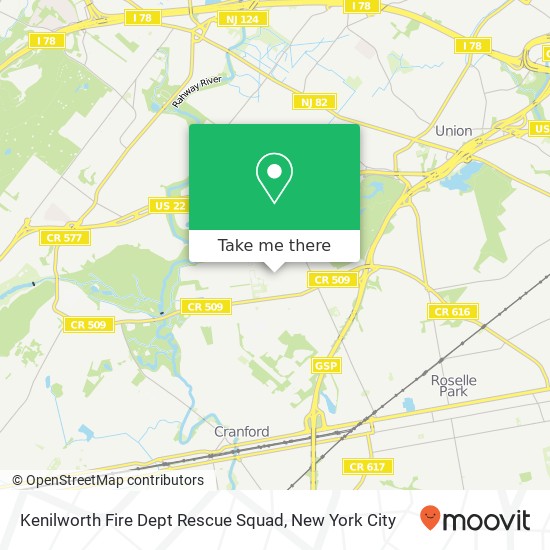 Kenilworth Fire Dept Rescue Squad map