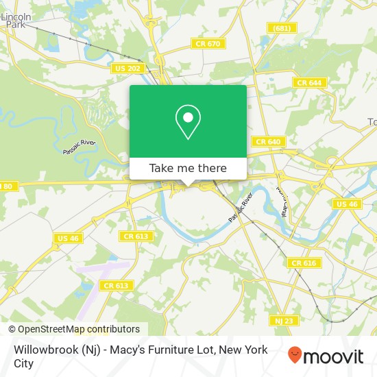 Mapa de Willowbrook (Nj) - Macy's Furniture Lot