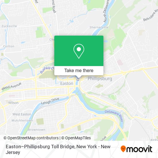 Easton–Phillipsburg Toll Bridge map