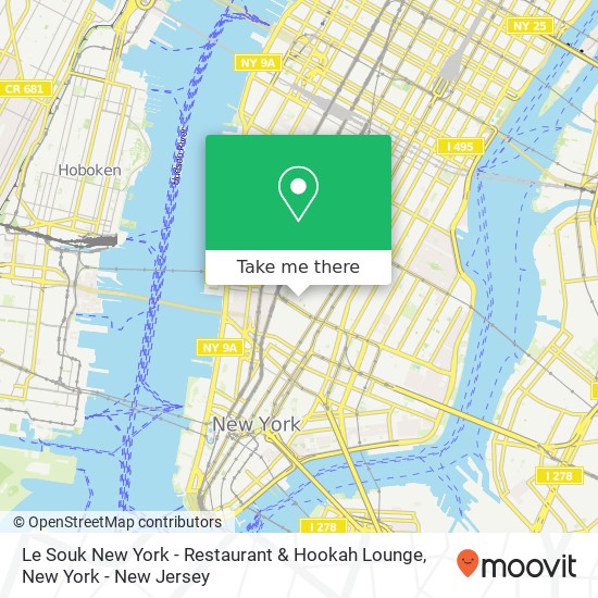 Mapa de Le Souk New York - Restaurant & Hookah Lounge