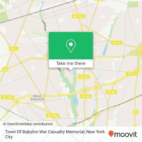 Town Of Babylon War Casualty Memorial map