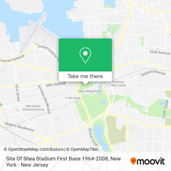 Site Of Shea Stadium First Base 1964-2008 map