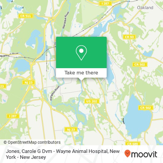 Mapa de Jones, Carole G Dvm - Wayne Animal Hospital