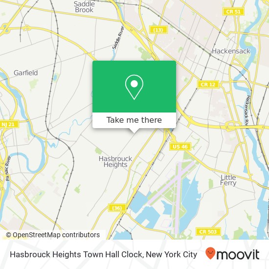 Mapa de Hasbrouck Heights Town Hall Clock