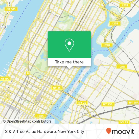 S & V True Value Hardware map