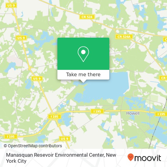 Manasquan Resevoir Environmental Center map