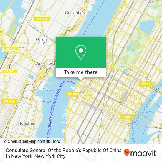 Consulate General Of the People's Republic Of China In New York map