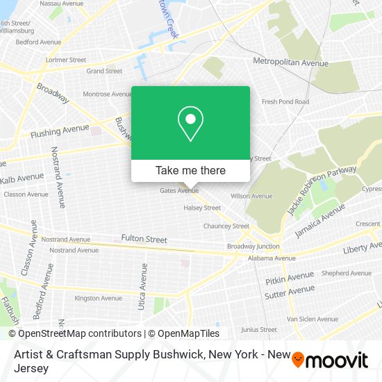 Artist & Craftsman Supply Bushwick map
