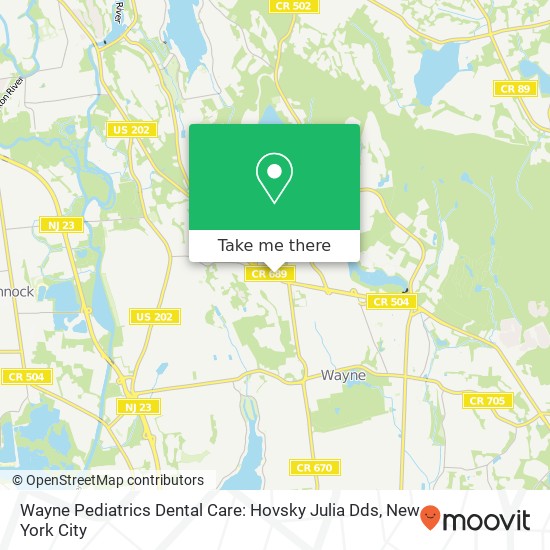 Mapa de Wayne Pediatrics Dental Care: Hovsky Julia Dds