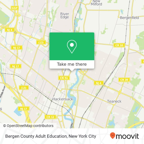 Bergen County Adult Education map