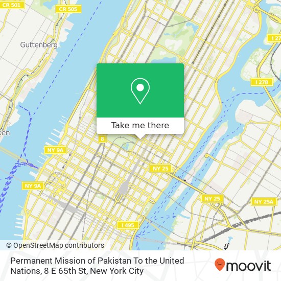 Mapa de Permanent Mission of Pakistan To the United Nations, 8 E 65th St