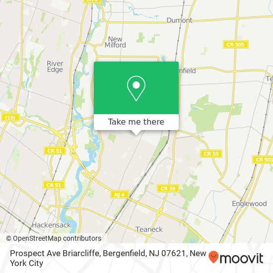 Mapa de Prospect Ave Briarcliffe, Bergenfield, NJ 07621